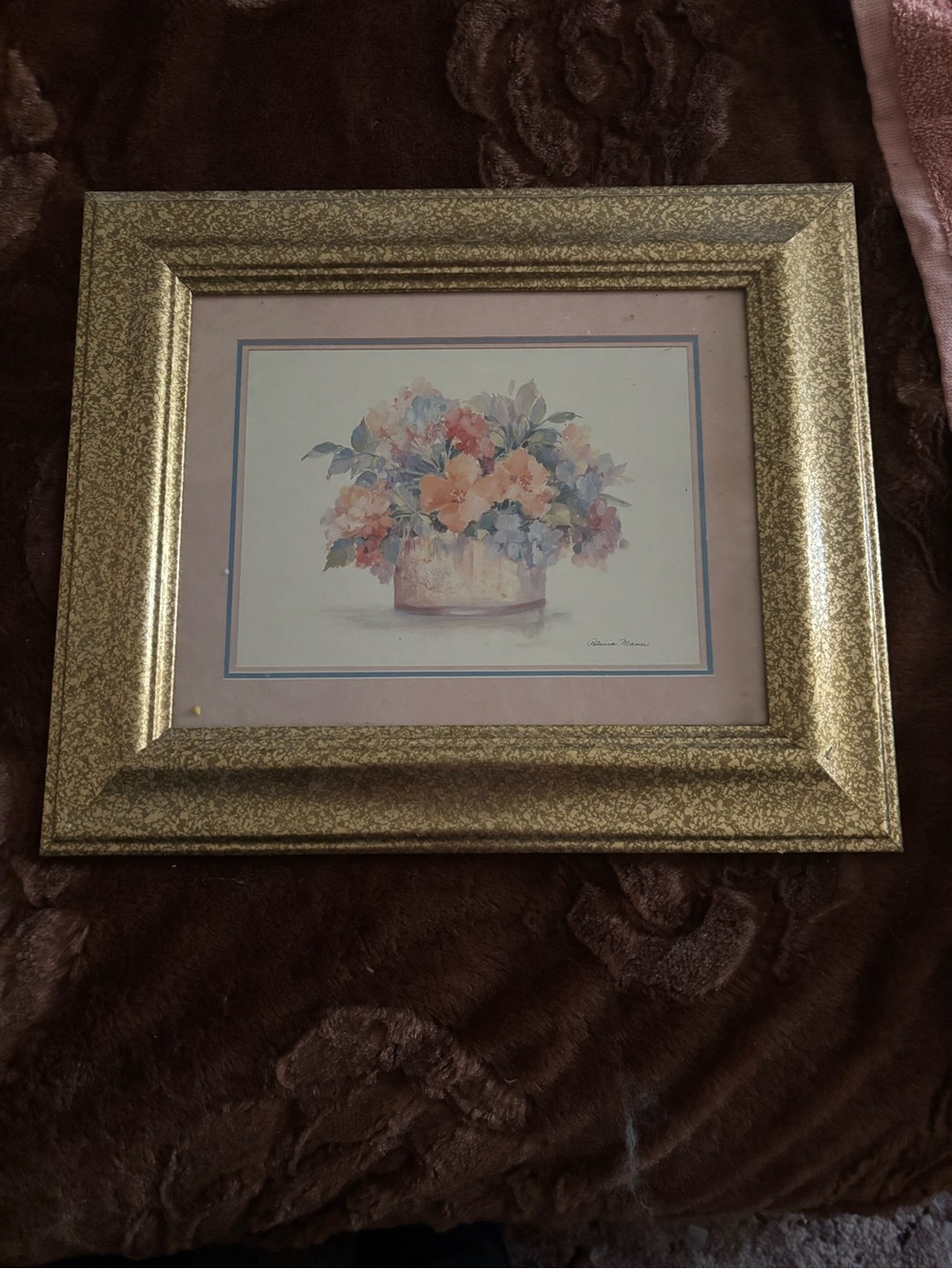 Floral Watercolor Print in Gold Frame